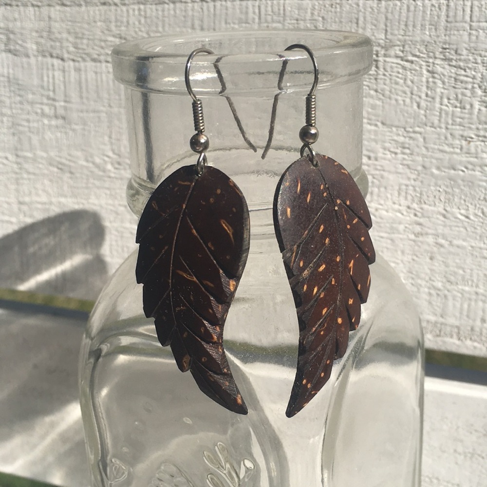 Boho Wooden Leaf Earrings